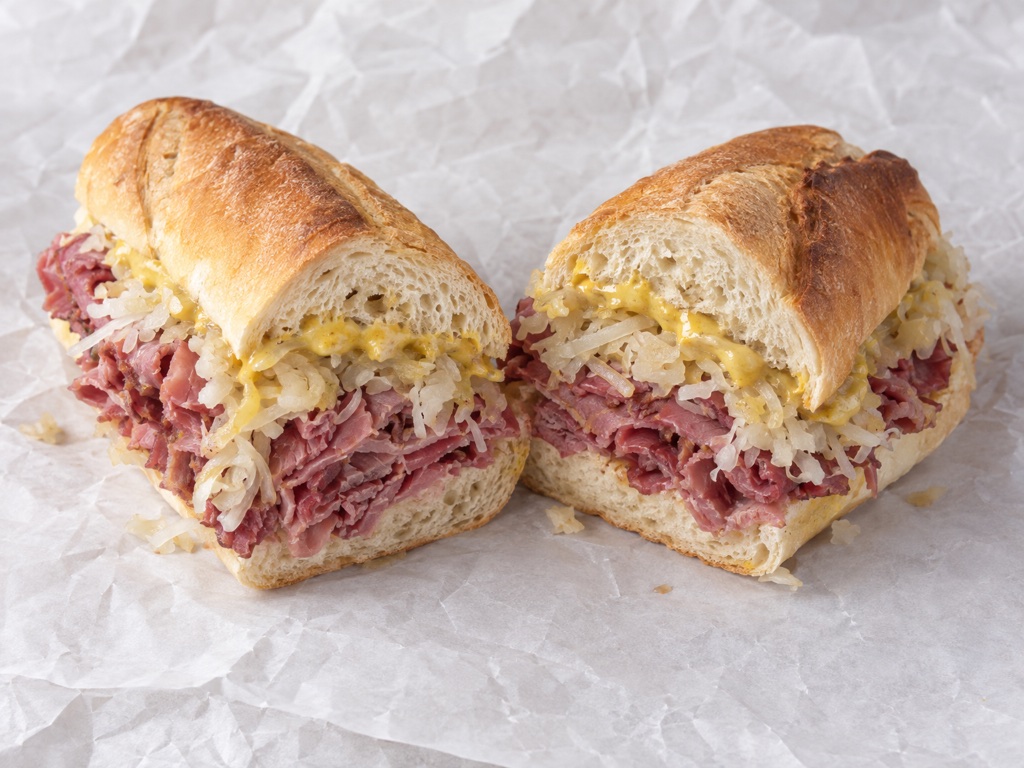 Hot Corned Beef w/ Mustard & Sauerkraut