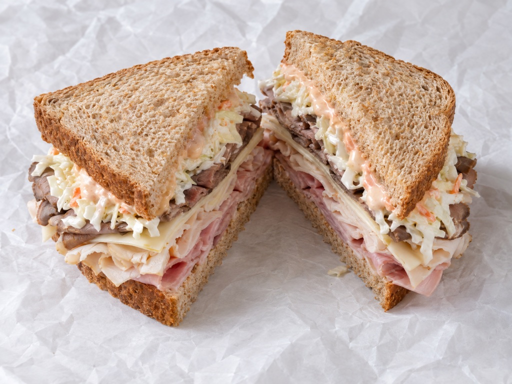 Roast Beef, Turkey, Ham, Swiss, Cole Slaw, Russian Dressing